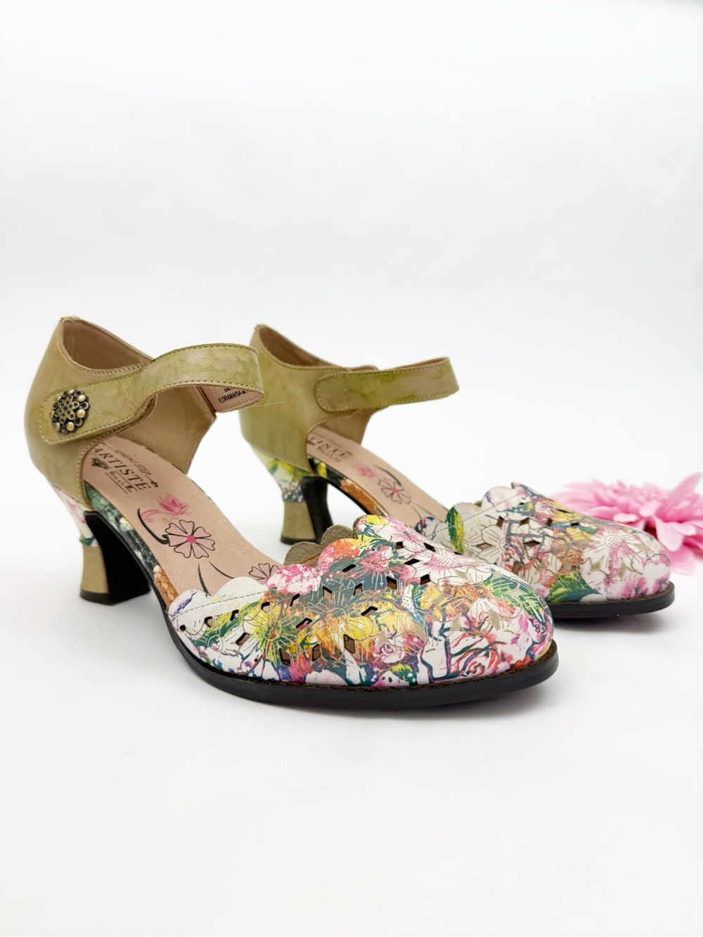 L’Artiste By Sping Step Floramaria Ankle Strap Mary Jane Leather Heeled Shoes